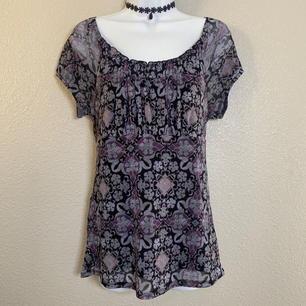 Whimsigoth Babydoll Top Small Y2K Mesh Witchy Fairy Grunge Dark Feminine 2000s
